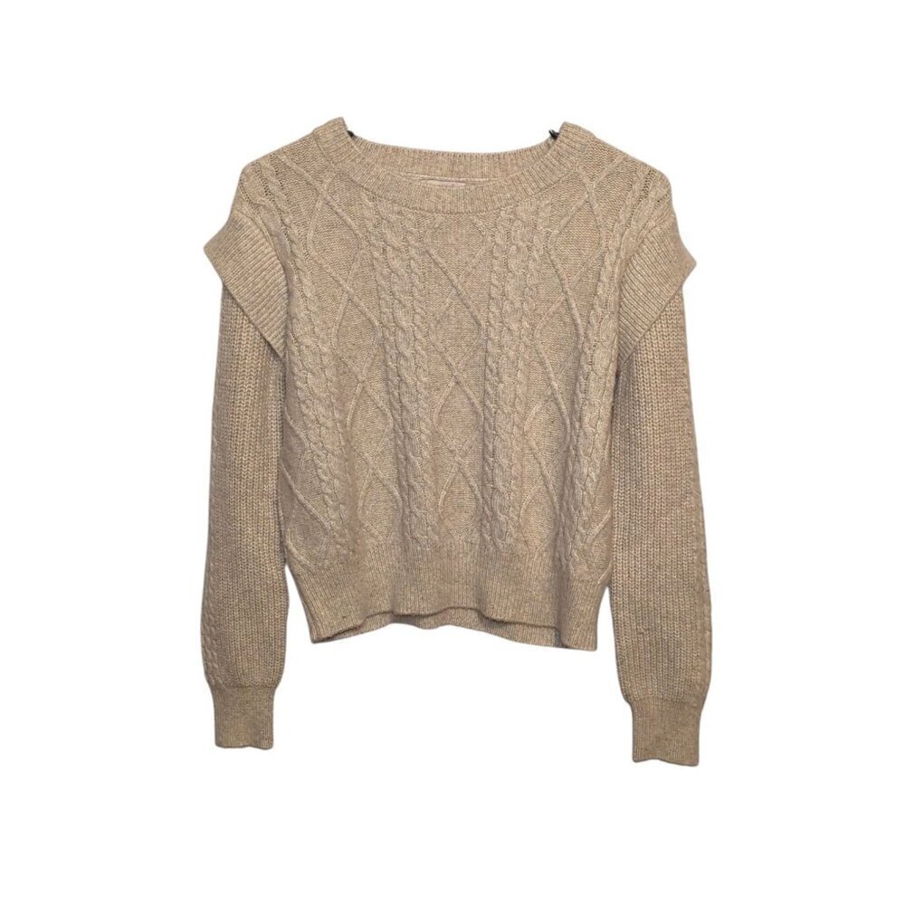 Sincerely Jules Ruffle Shoulder Crewneck Sweater Oatmeal Size Small Soft RN75343